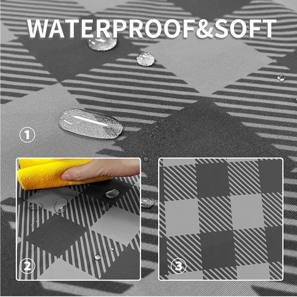 ANUWAA Rectangle Checkered Tablecloth - Black & Grey 54x80 inch - Picture 5 of 7